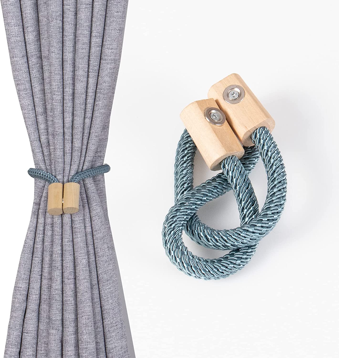 Abrazaderas Cortinas, Correas de Imán para Cortina, Hebillas Cuerda con Detalle de Madela de Gancho para la Decoración de Cortinas