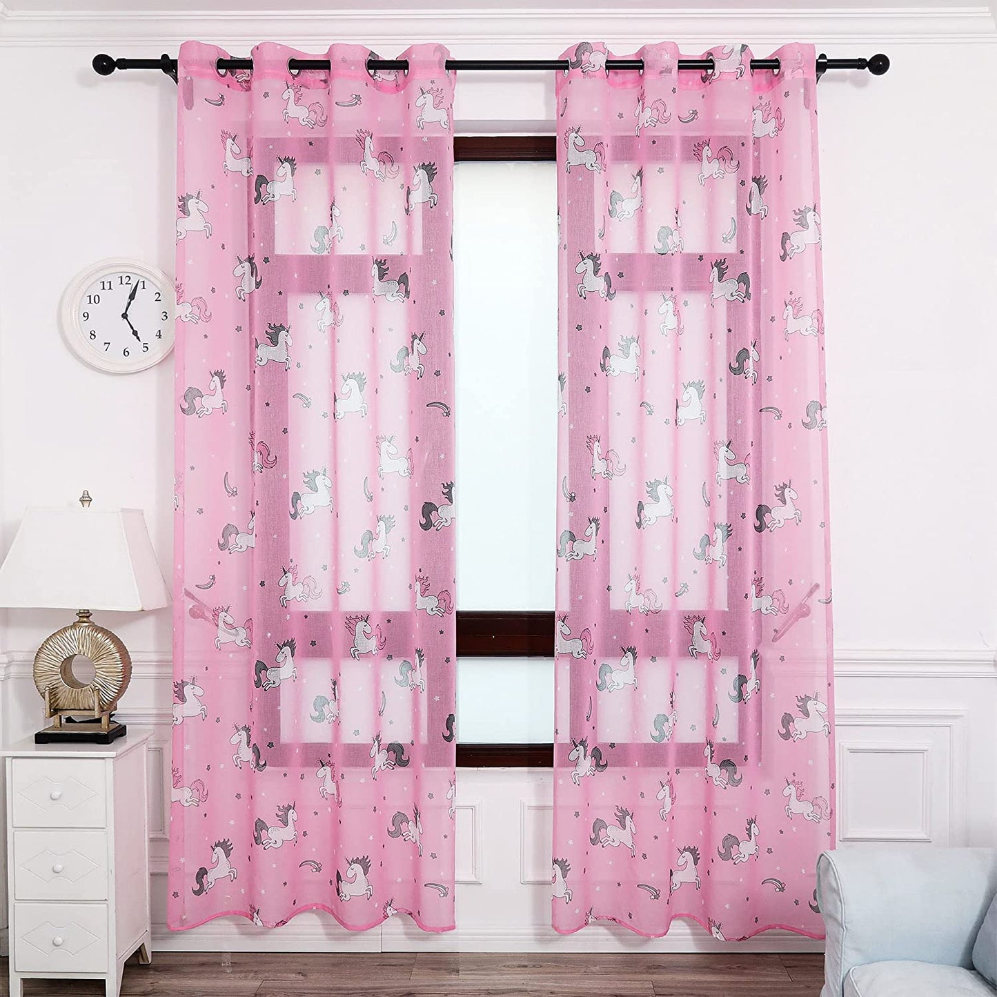 Cortinas Infantiles Niño Translucido Dos Paneles de 140x260cm- Cortinas Juveniles Animales para Habitación Sala de Estar 2 Piezas Patrón de Dinosaurio