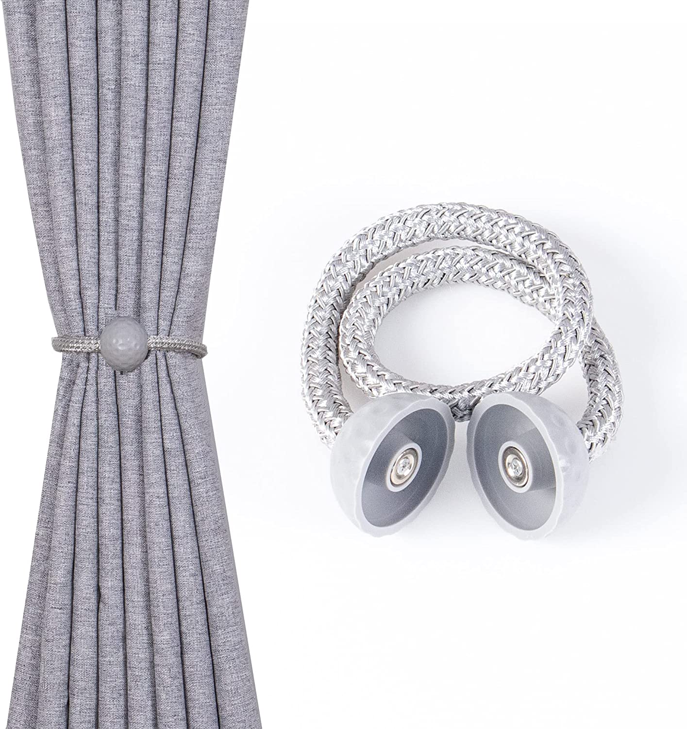 Abrazaderas Cortinas, Correas de Imán para Cortina, Hebillas Cuerda con Detalle de Bola de Gancho para la Decoración de Cortinas