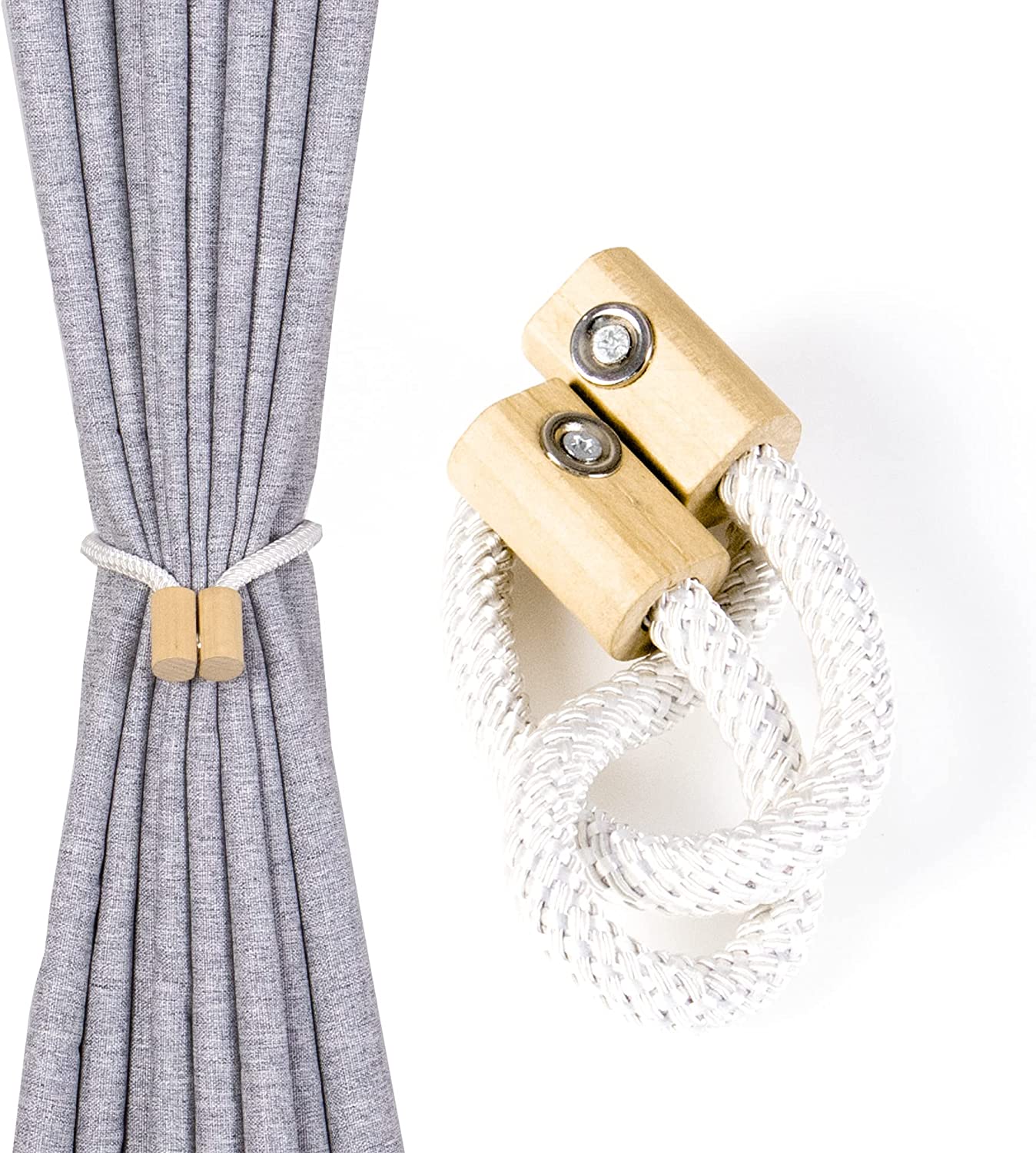 Abrazaderas Cortinas, Correas de Imán para Cortina, Hebillas Cuerda con Detalle de Madela de Gancho para la Decoración de Cortinas