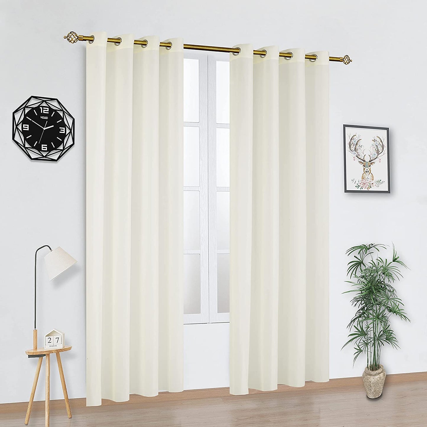 Cortina Salón Dormitorio Translucido de Gasa Estampado - Visillo Estampado Tejido de Gasa Beige para Salón Dormitorio