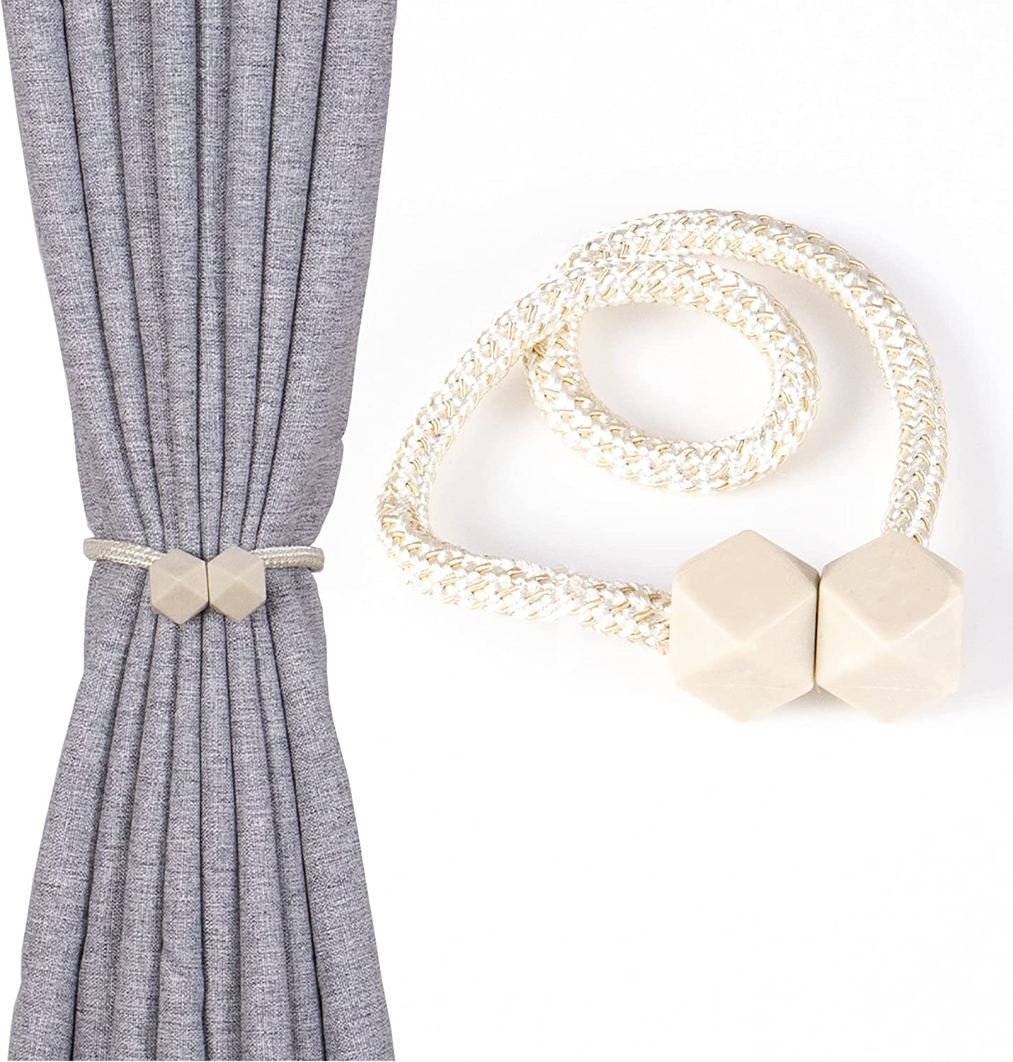 Abrazaderas Cortinas, Correas de Imán para Cortina, Hebillas Cuerda con Detalle de Bola de Gancho para la Decoración de Cortinas