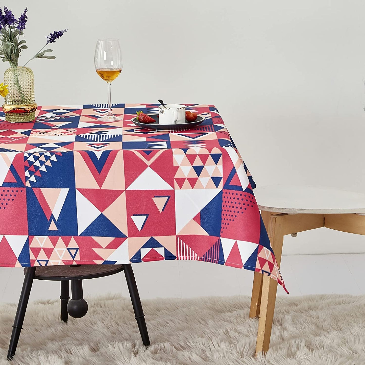 Mantel de Mesa Antimanchas Rectangular de Estampado Vintage Contemporáneo Tejido Impermeable