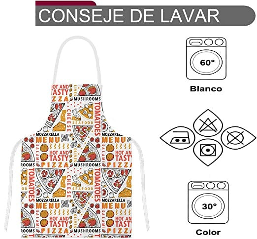 Delantales de Cocina , Ajustable Delantal Unisexo Adultos Delantales de Cocinero para Chef Jardinería Cafetería Barbacoa Pintar Hornear