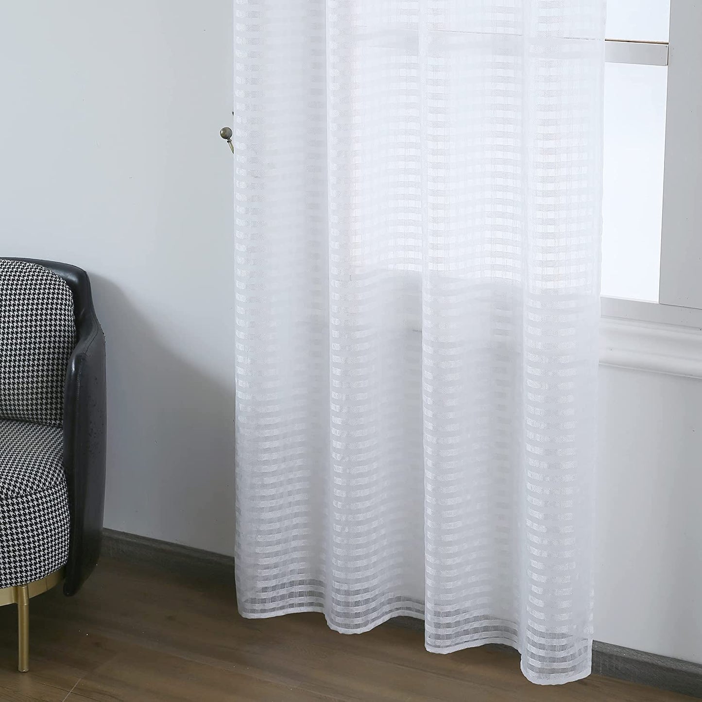 Cortina Salón Dormirotio Translúcido con diseño de Cuadrado - Visillos Transparente 140x260cm para Salón Dormitorio