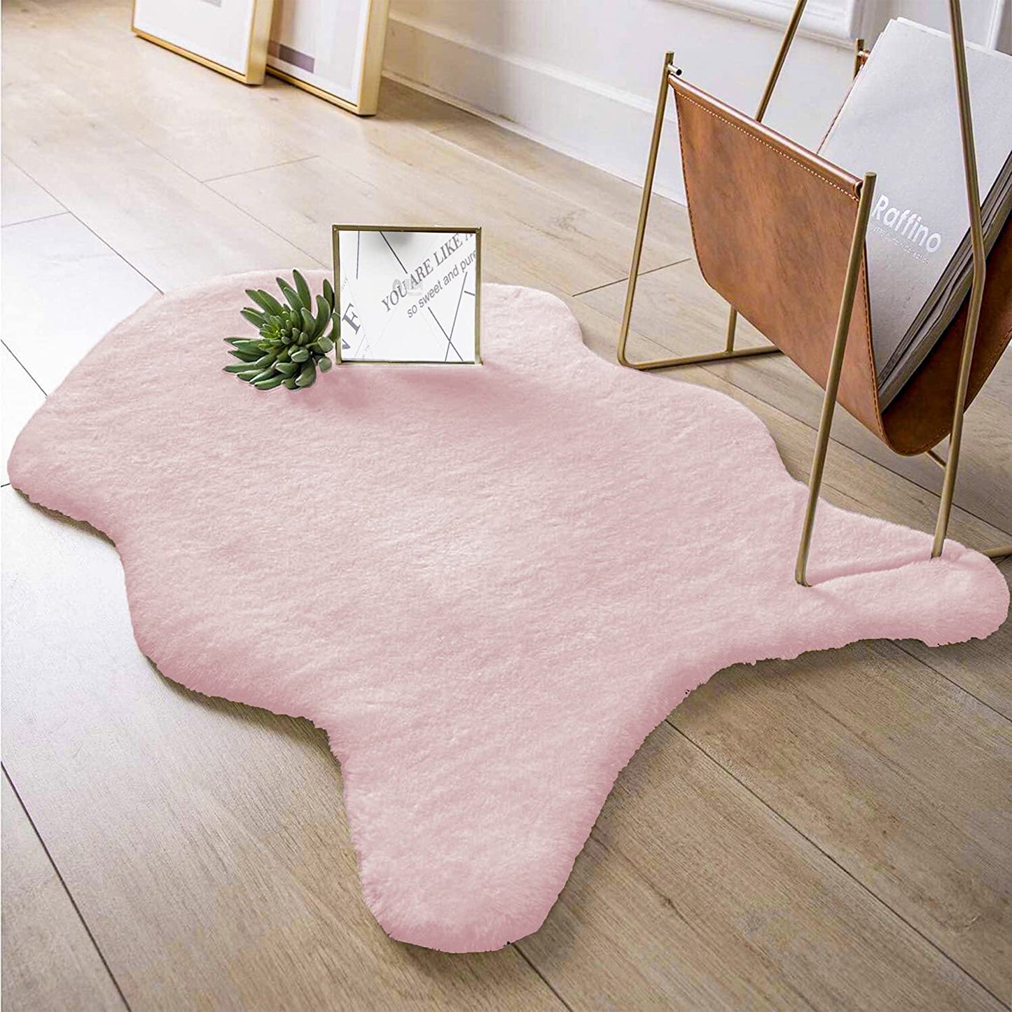 Alfombra De Piel De Conejo Artificial Extra Suave - Alfombra de Pelo para Salón, Habitación, Dormitorio, Forma Irregular