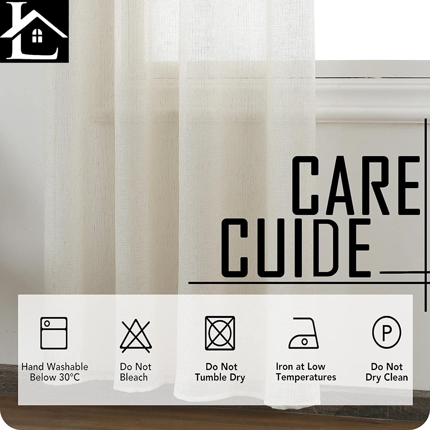 Cortina Salón Dormiorio Translúcido Tejido de Rejilla - Visillo para Ventana Cocina Comedor 140x260cm