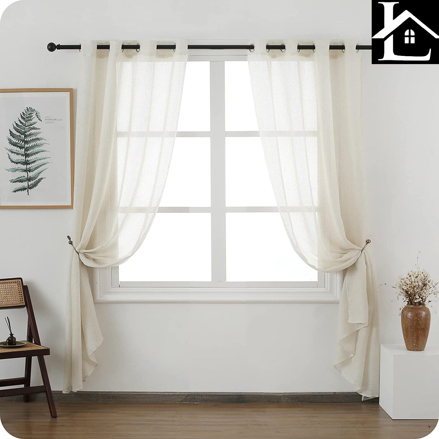 Cortina Salón Dormiorio Translúcido Tejido de Rejilla - Visillo para Ventana Cocina Comedor 140x260cm