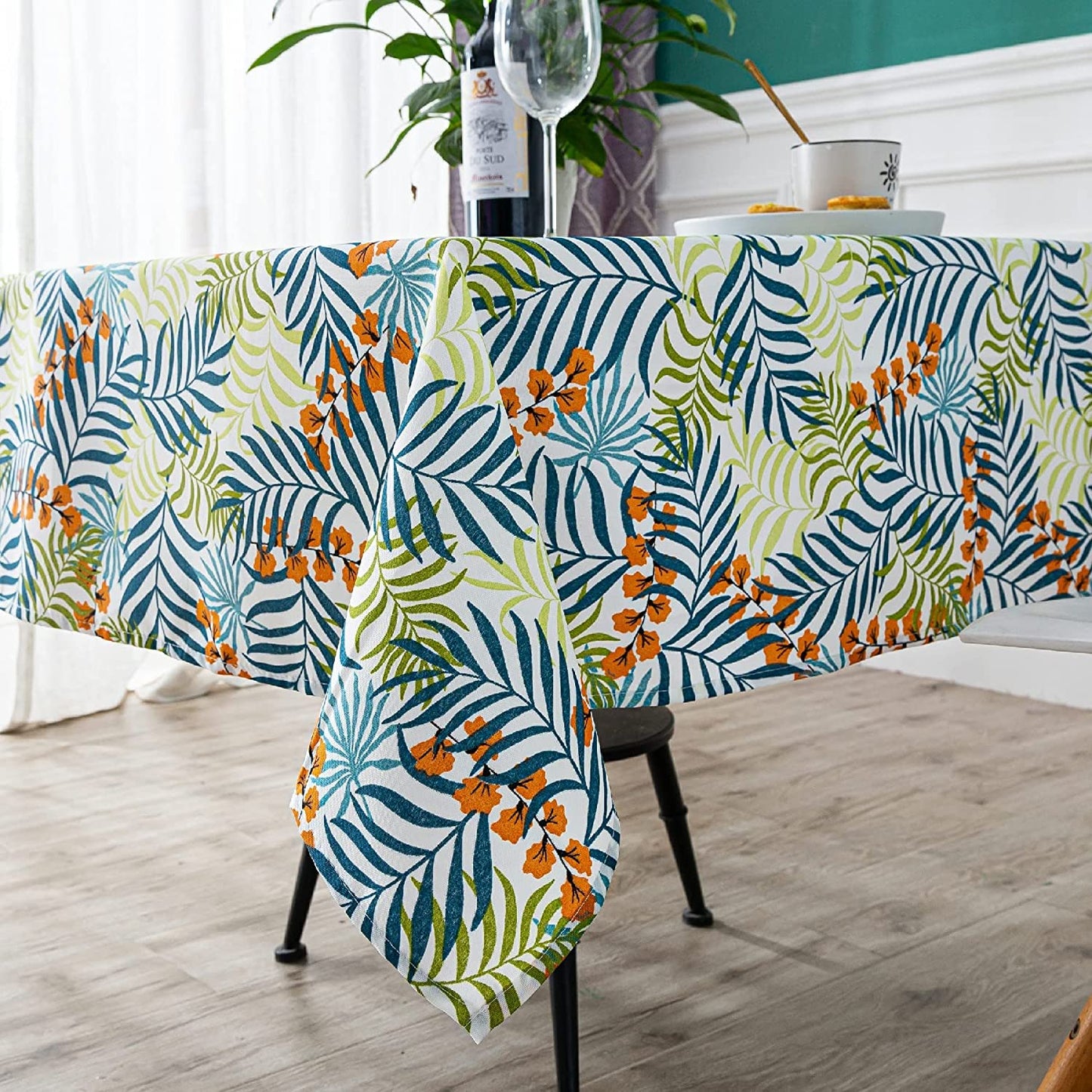 Mantel de Mesa Antimanchas Rectangular de Estampado Vintage Contemporáneo Tejido Impermeable