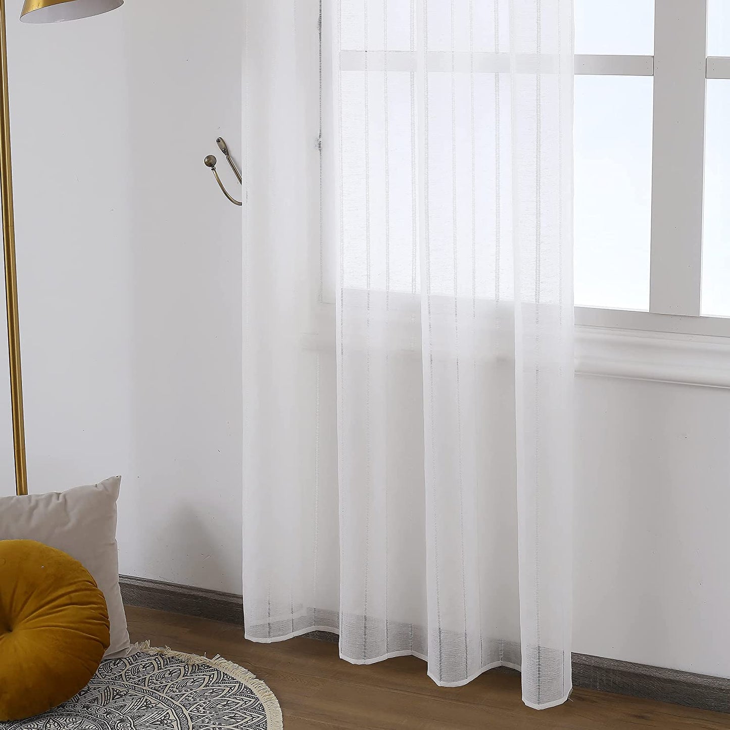 Cortina Salón Dormitorio Translúcido con diseño de Línea - Visillos Transparente 140x260cm para Salón Dormitorio