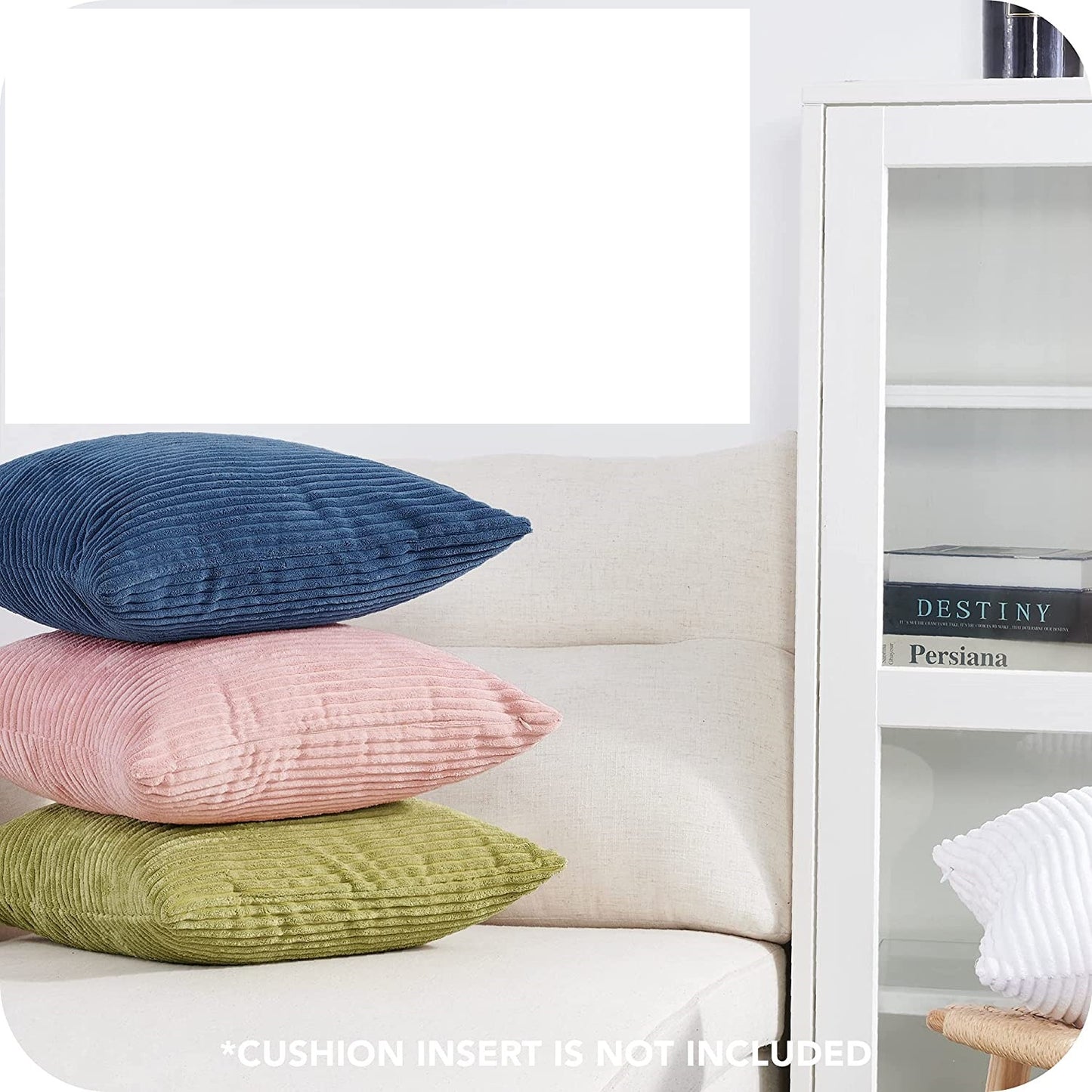 Funda de Cojines de Pana a Rayas Funda de Almohada Cuadrado Suave Decoración Moderna para Sofá Silla Habitación Cama Salón 45x45cm Gris