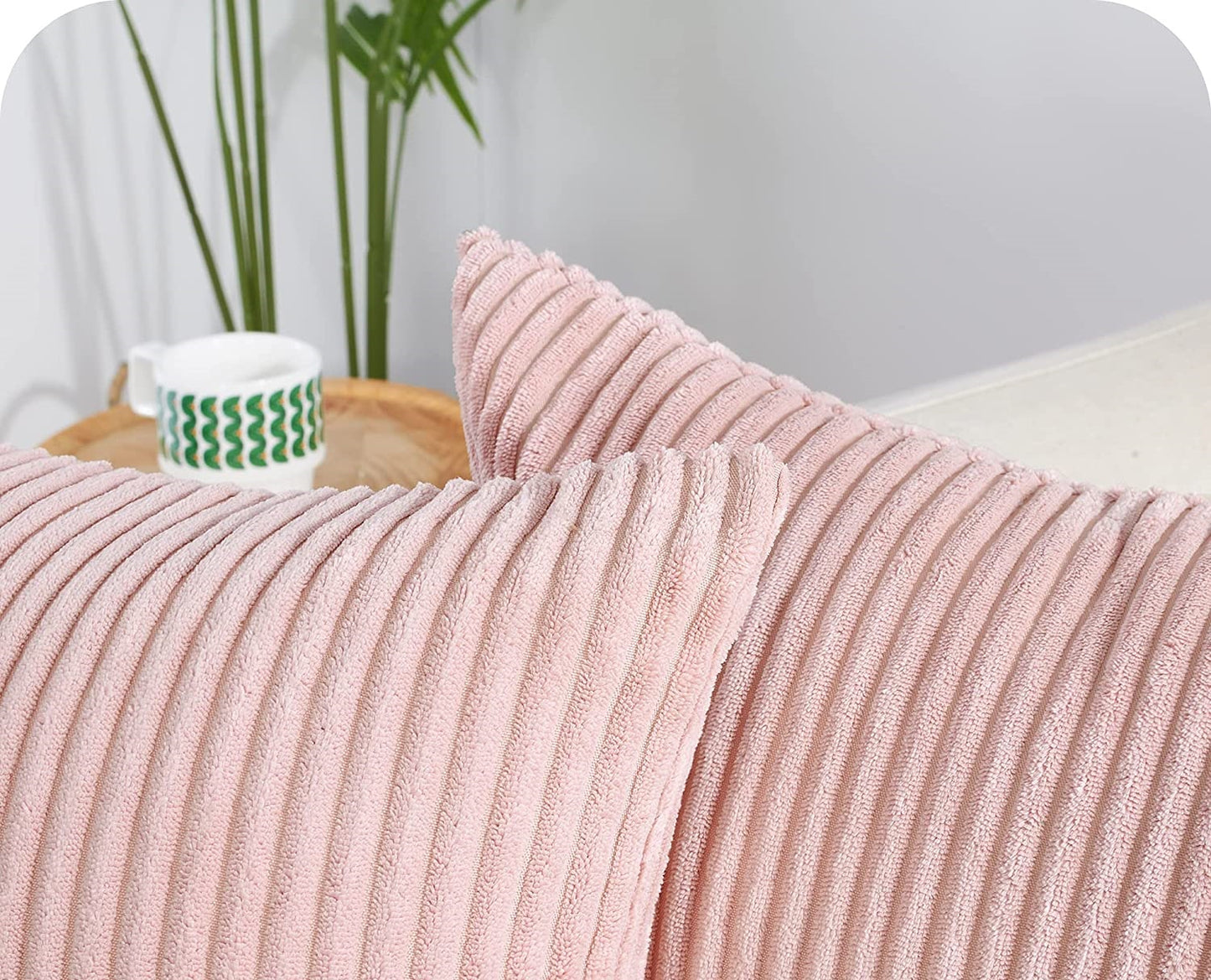 Funda de Cojines de Pana a Rayas Funda de Almohada Cuadrado Suave Decoración Moderna para Sofá Silla Habitación Cama Salón 45x45cm Gris