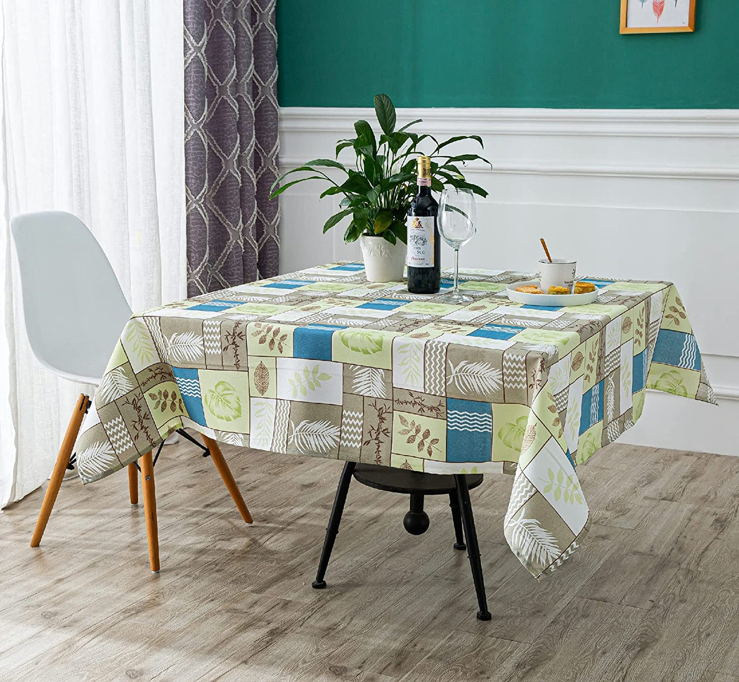 Mantel de Mesa Antimanchas Rectangular de Estampado Vintage Contemporáneo Tejido Impermeable