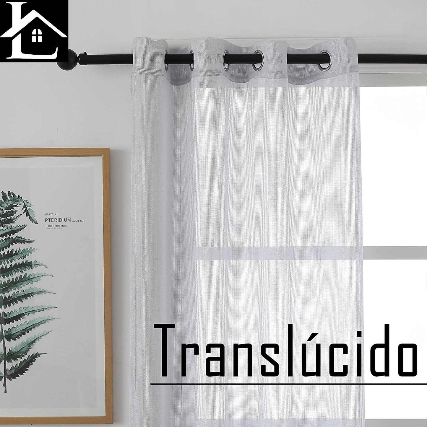 Cortina Salón Dormiorio Translúcido Tejido de Rejilla - Visillo para Ventana Cocina Comedor 140x260cm