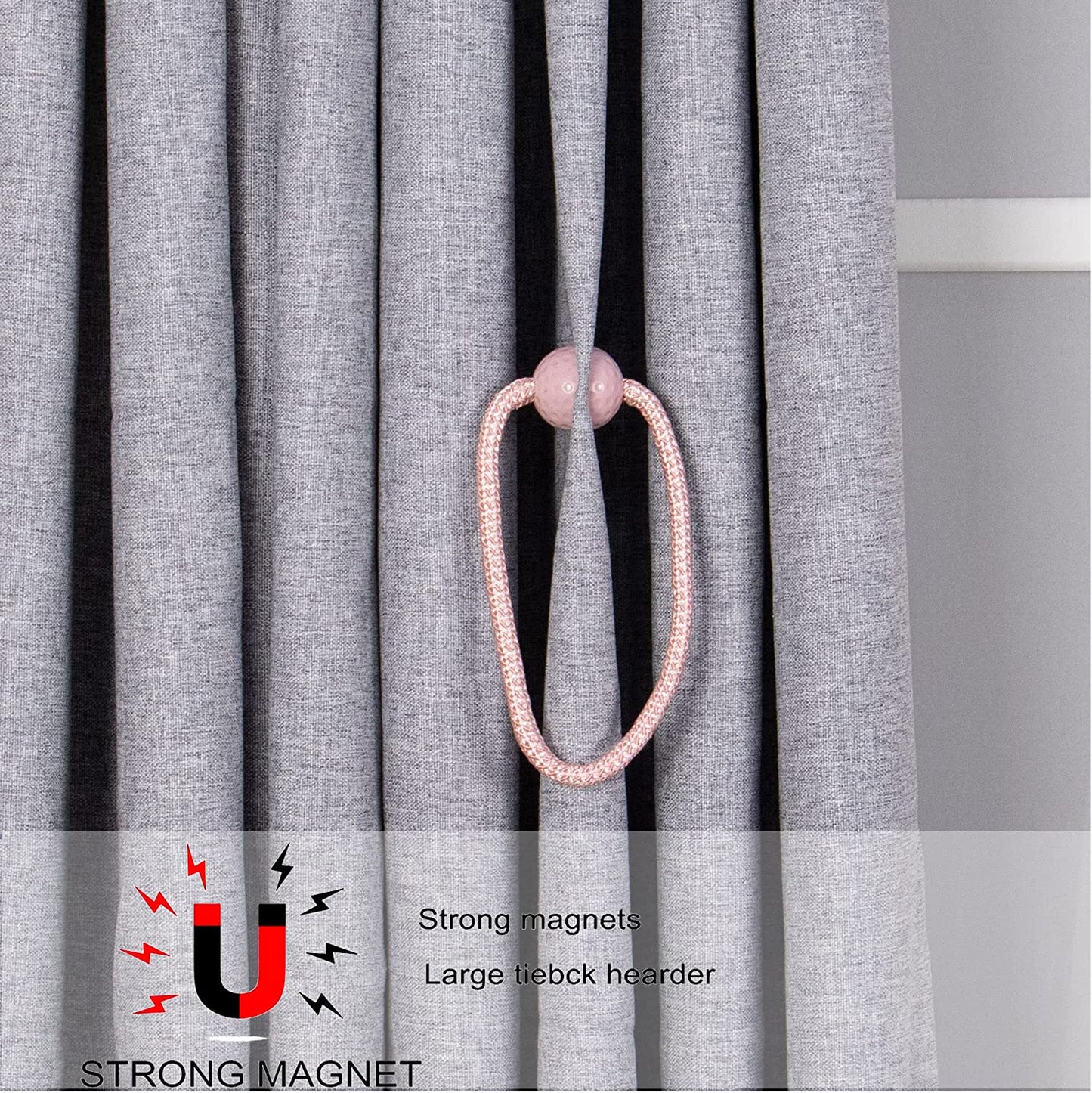 Abrazaderas Cortinas, Correas de Imán para Cortina, Hebillas Cuerda con Detalle de Bola de Gancho para la Decoración de Cortinas