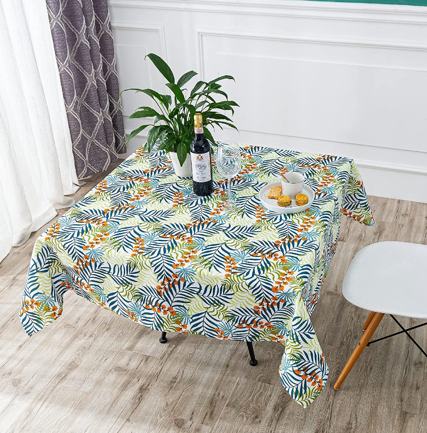 Mantel de Mesa Antimanchas Rectangular de Estampado Vintage Contemporáneo Tejido Impermeable