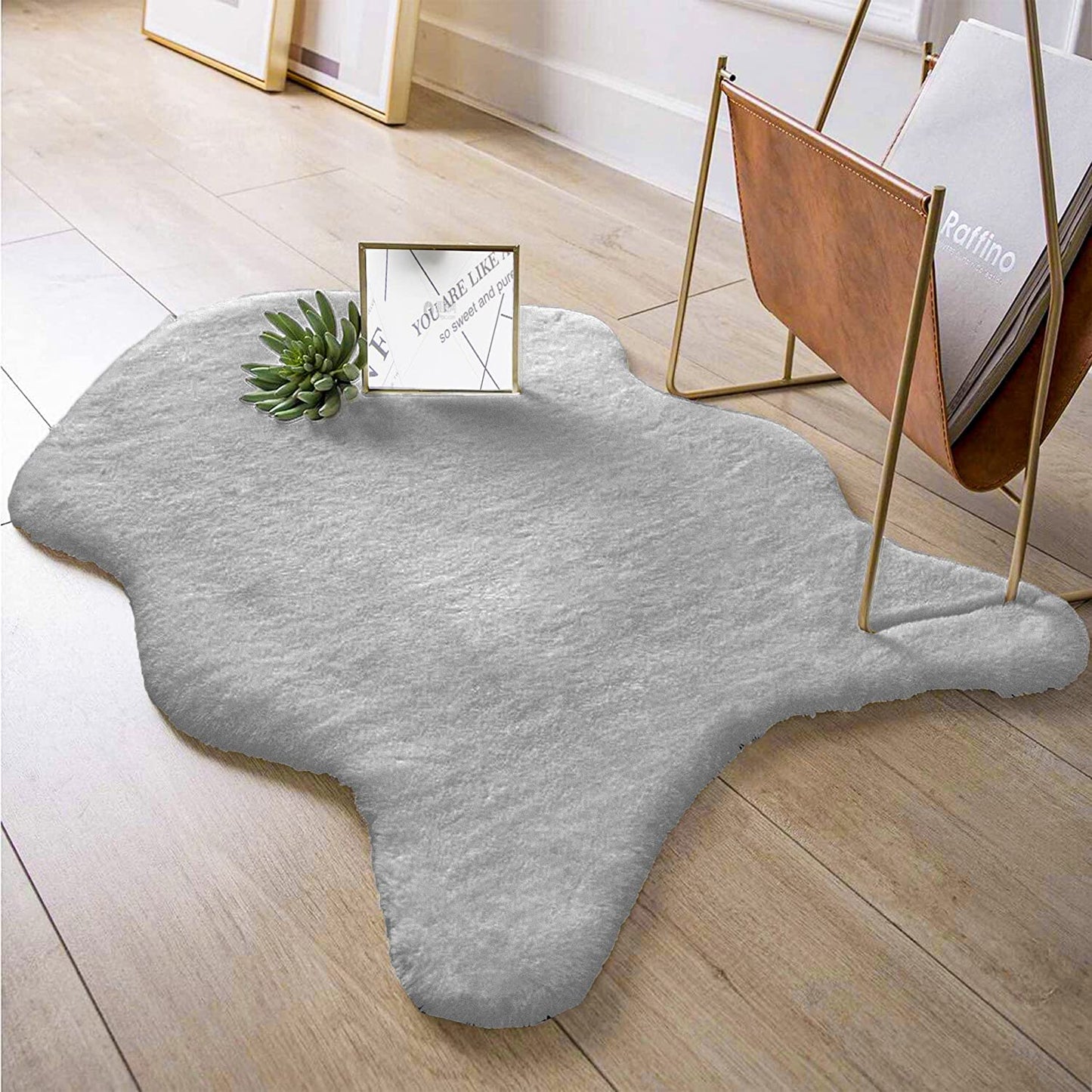 Alfombra De Piel De Conejo Artificial Extra Suave - Alfombra de Pelo para Salón, Habitación, Dormitorio, Forma Irregular