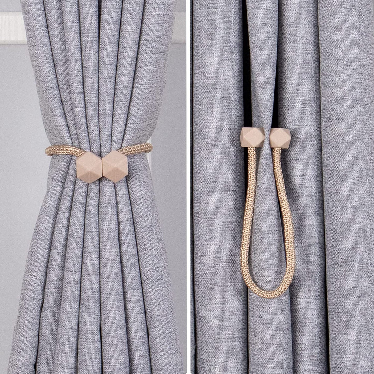 Abrazaderas Cortinas, Correas de Imán para Cortina, Hebillas Cuerda con Detalle de Bola de Gancho para la Decoración de Cortinas