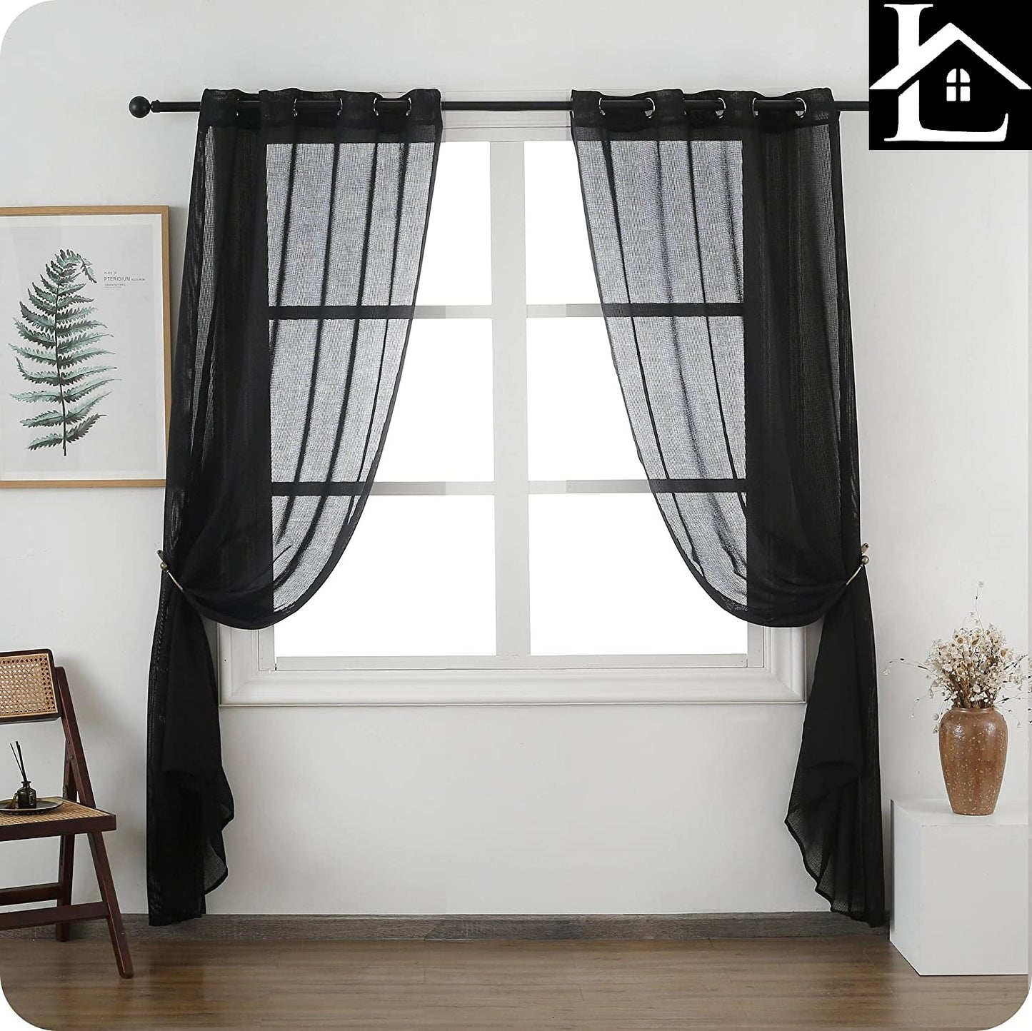 Cortina Salón Dormiorio Translúcido Tejido de Rejilla - Visillo para Ventana Cocina Comedor 140x260cm