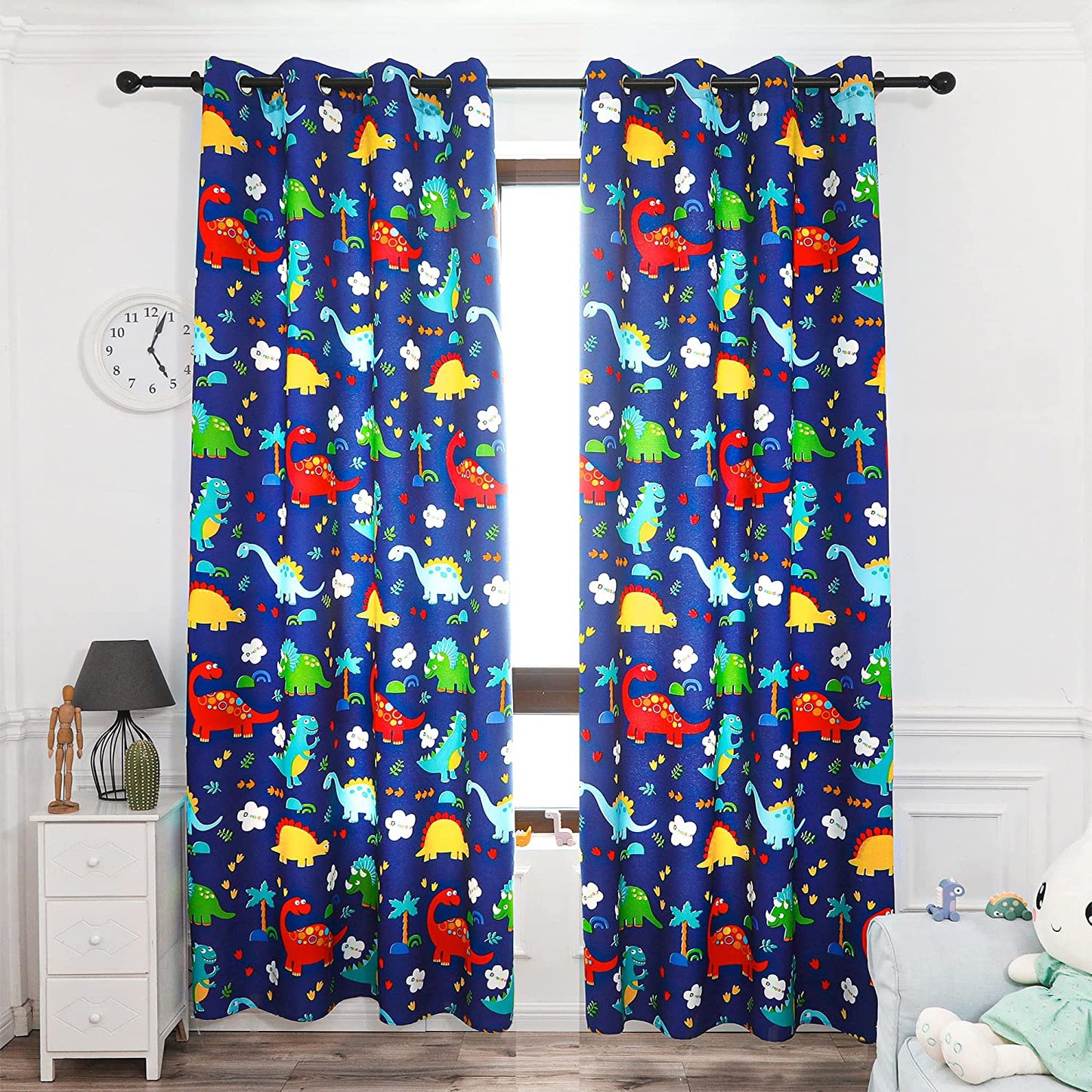 Cortinas Infantiles Niño Semiopaco Dos Paneles de 140x260cm- Cortinas Visillos Juveniles Animales para Habitación Sala de Estar 2 Piezas